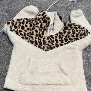 Leopard Print Fleece Pullover